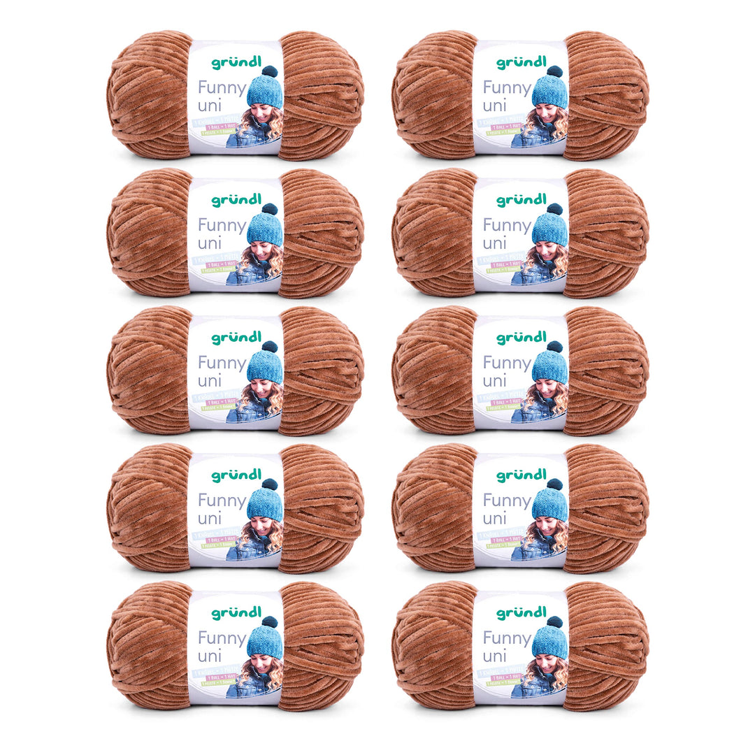 Gründl Funny uni Strick- & Häkelgarn (samtartiges Chenille-Garn aus 100% Polyester, 100 g / 120 m, N