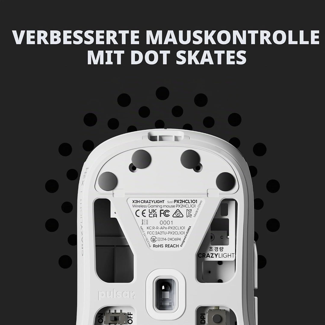 Pulsar Gaming Gears X2H Crazylight Kabellose Gaming-Maus, Ultraleicht, 43 g, optischer Schalter, 320