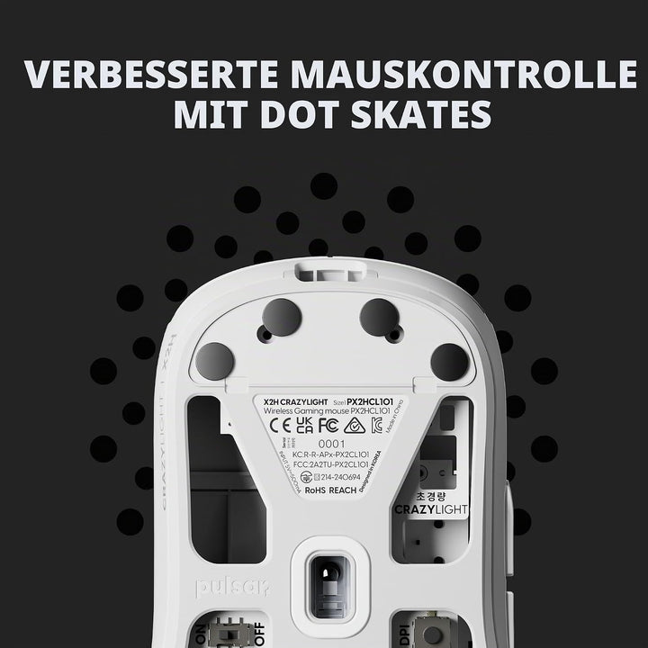 Pulsar Gaming Gears X2H Crazylight Kabellose Gaming-Maus, Ultraleicht, 43 g, optischer Schalter, 320