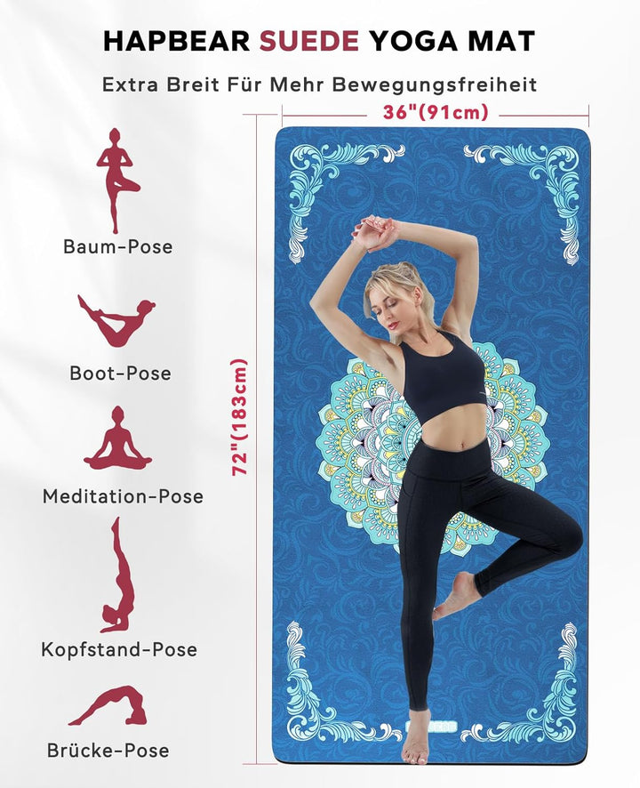 HAPBEAR Yogamatte XXL- Extra Gross Breit Yoga Matte, Sportmatte Fitnessmatte Rutschfest 198cm x137cm