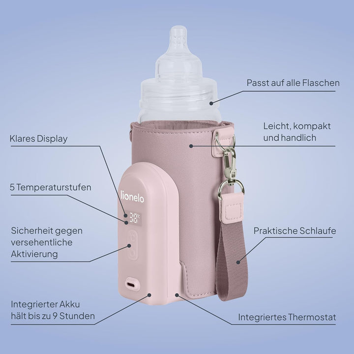 LIONELO Thermup Go Evo Tragbarer Babyflaschenwärmer, hält Flüssigkeiten warm, 5 Betriebstemperaturen