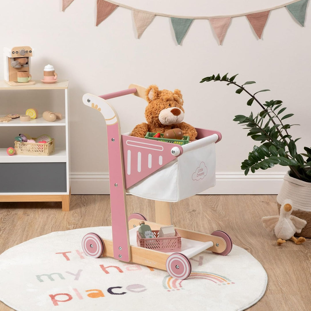 Einkaufswagen SHOPPY aus Holz für Kinder (Altrosa), Altrosa
