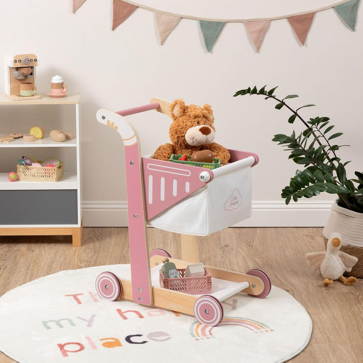 Einkaufswagen SHOPPY aus Holz für Kinder (Altrosa), Altrosa