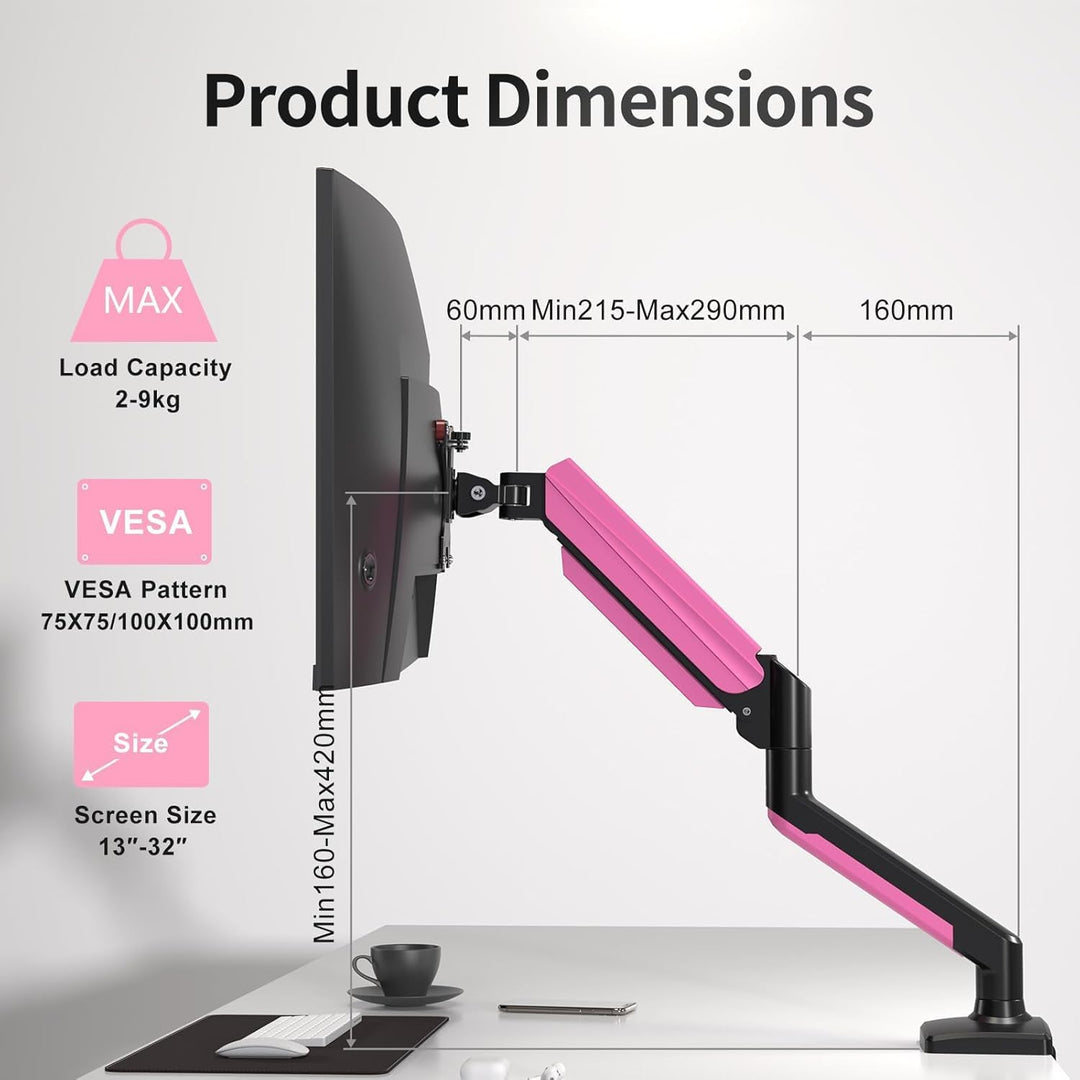 suptek Monitor Halterung für 13-32 Zoll LED LCD Bildschirm bis zu 9 kg, Monitor Arm mit Gasfeder, 36