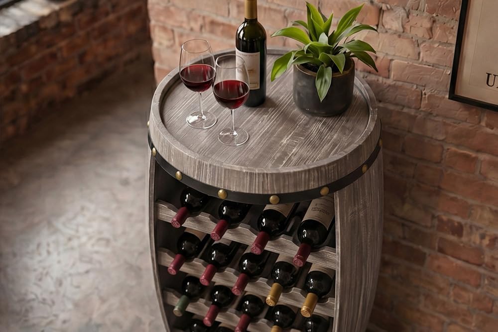 riess-ambiente.de Authentisches Weinregal Bodega 80cm Natur Weinfass Shabby Pinie
