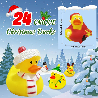 Adventskalender Enten 2024,Adventskalender Kinder Quitsche Enten,24 Weihnachten Quietscheenten Enten