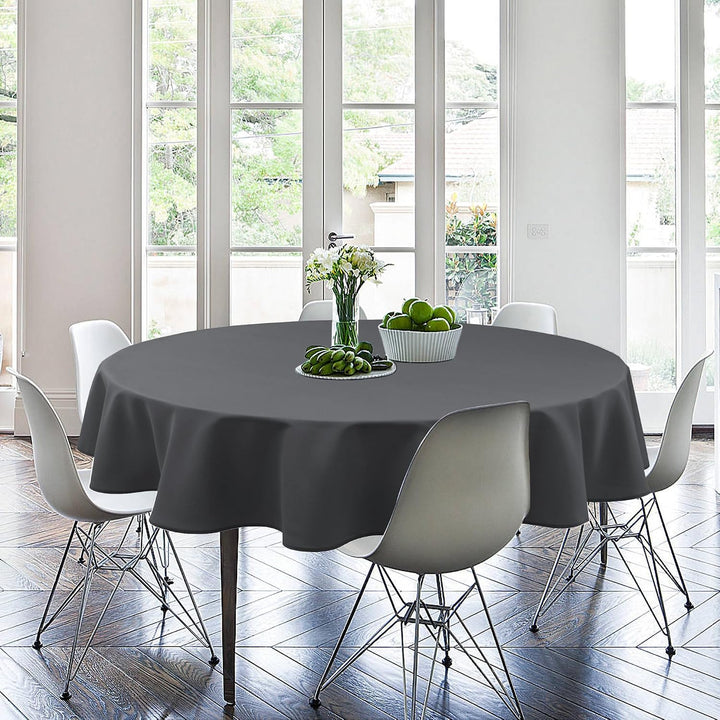 Hiasan Grau Wasserabweisend Tischdecke aus Polyester,Rund120cm,Anti-Falten Tischtuch,geeignet für Kü