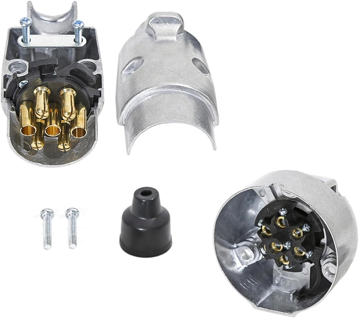 TAEUYYM 2 Stück Anhänger Stecker Steckdose 7 Polig, 12V Wasserdicht Aluminiumlegierung Anhänger Stec
