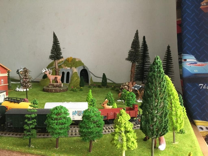 OrgMemory Gemischte Modellbau Bäume, 70 Stück, h0 Bäume mit Tierfiguren, 4-16 cm, Kunstbäume Modellb