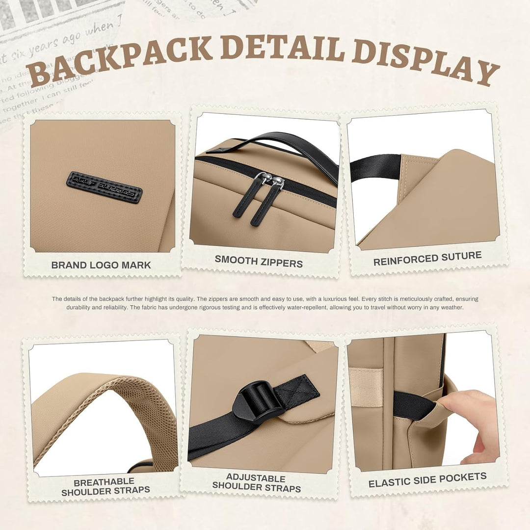GOLF SUPAGS Kunstleder Rucksack Damen, Stilvoller Laptop Rucksack, Multifunktionaler Tagesrucksack W