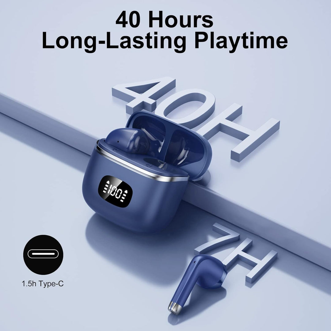 POMUIC Bluetooth Kopfhörer, 2023 Kopfhörer Kabellos Bluetooth 5.3 mit HD Mikrofon, 40 Std Spielzeit