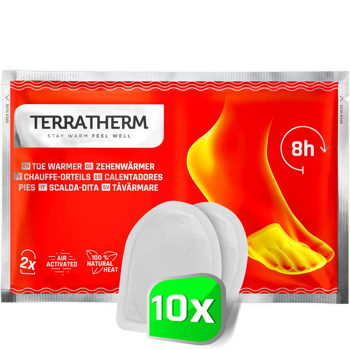 TerraTherm Fusswärmer Pads luftaktiviert - 8h warme Füsse - 5, 10 oder 30 Paar - 100% natürliche Wär