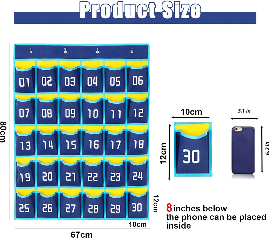 Nummerierte Aufbewahrungstasche für Klassenzimmer, 30 Nummerierte Taschen, Mobile Phone Storage Bag,