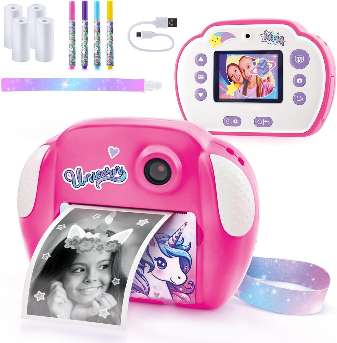 Canal Toys Creator 013-Kanal Toys, Sofortbildkamera, Einhorn, mit 4 Rollen Papier und 4 Filzstiften,
