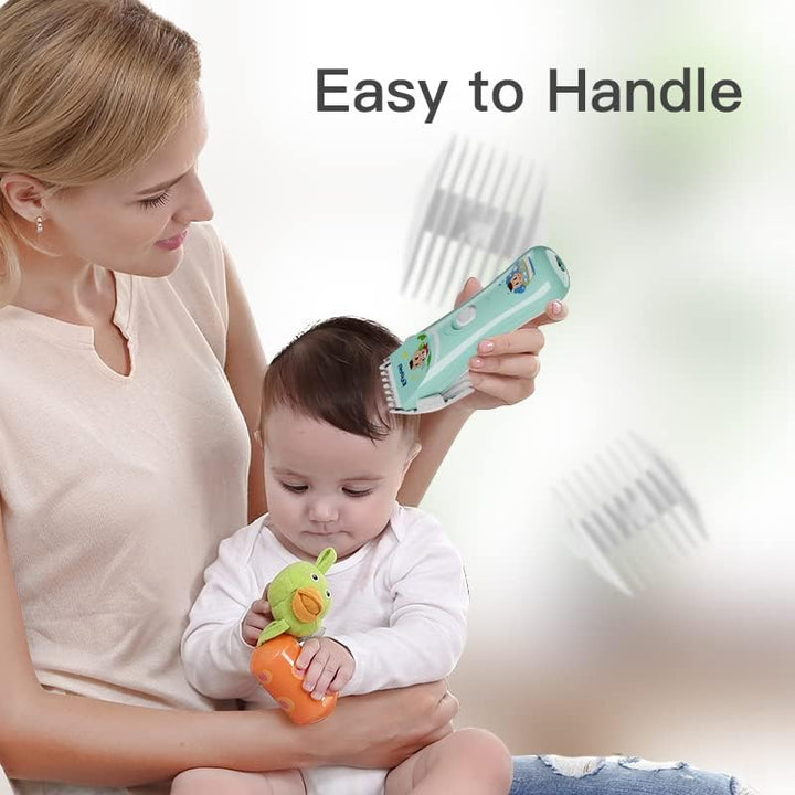 ENSSU Elektronischer Baby Haarschneidemaschine, Wasserdicht Kinder Ruhig Haartrimmer mit 2 Führungen