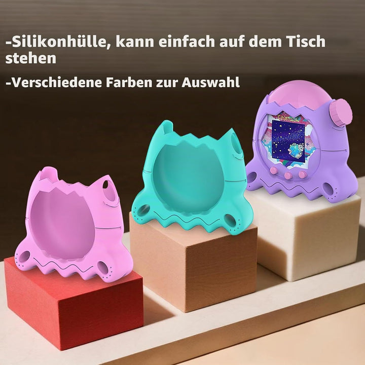 BCWGION Silikonhülle kompatibel mit Tamagotchi Paradise, mit TPU Softscreen Schutzfolie und Fingerba