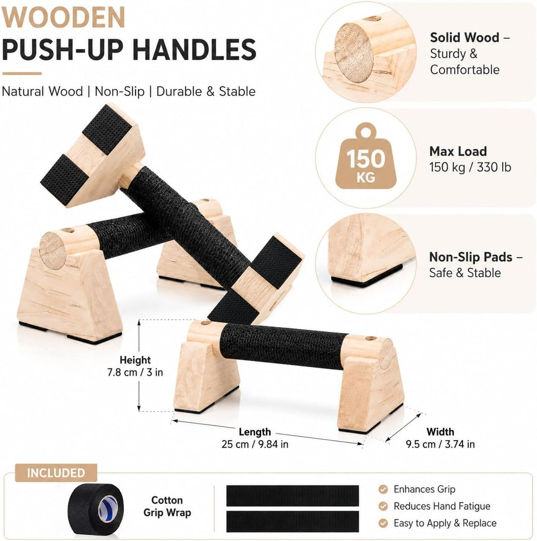 Holz Liegestützgriffe 1 Paar,Parallettes Calisthenics Equipment mit Rutschfestem Griff,Push Up Bars
