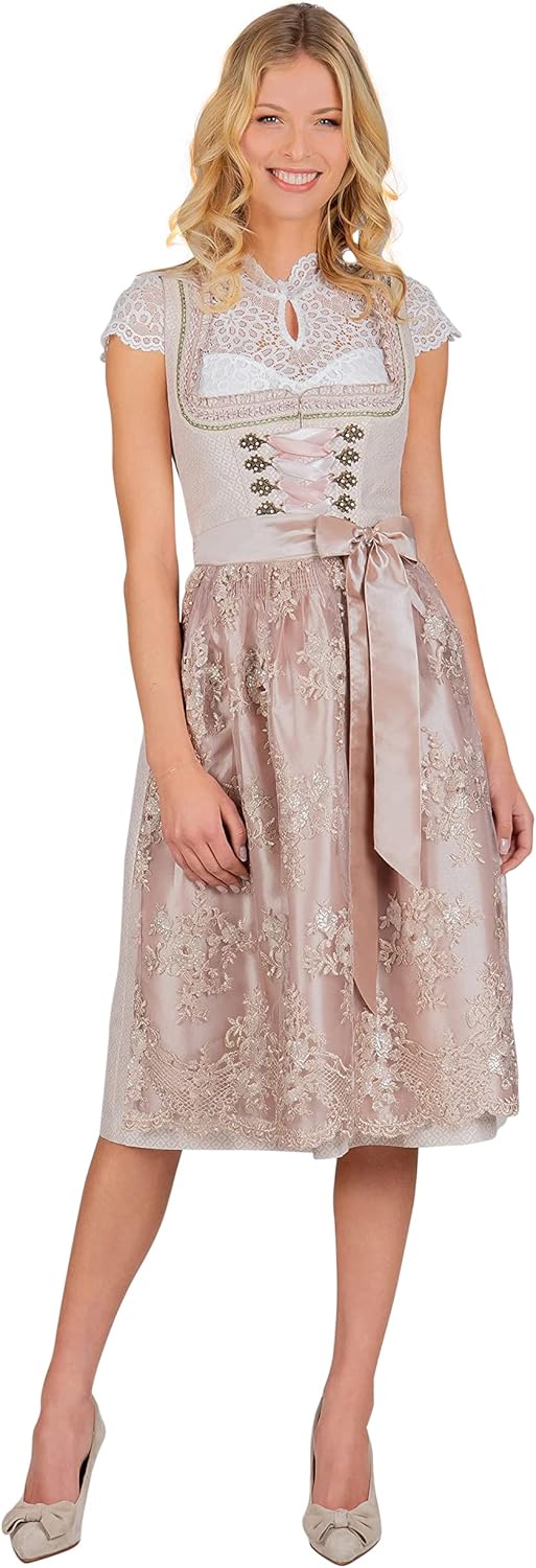 Stockerpoint Damen Dirndl Loretta Kleid für besondere Anlässe 42 Taupe, 42 Taupe