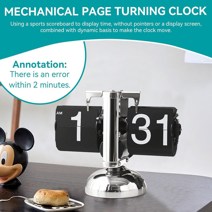 HERCHR Flip-Schreibtischuhr, Retro-Digital-Flip-Down-Uhr, Retro-Minimalist-Einfuss-mechanische Auto-