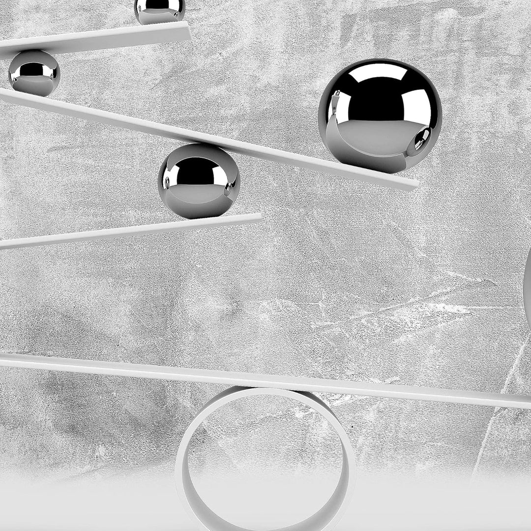 Runa Art Wandbilder 3D Kugeln 5 Teilig Bild auf Vlies Leinwand Deko Wohnzimmer Abstrakt Illusion Gra
