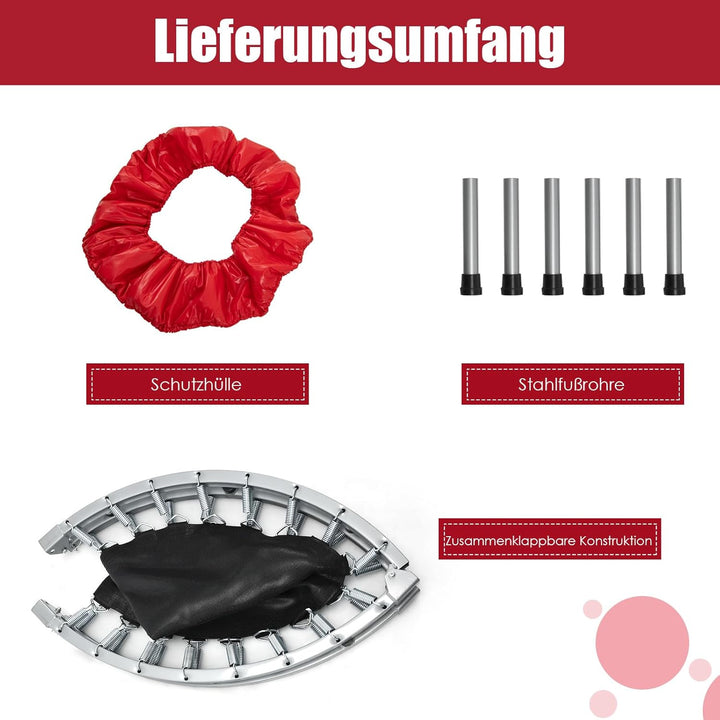 COSTWAY φ97cm Mini Trampolin, Fitness Trampolin faltbar, Kindertrampolin bis 150kg belastbar, Trampo