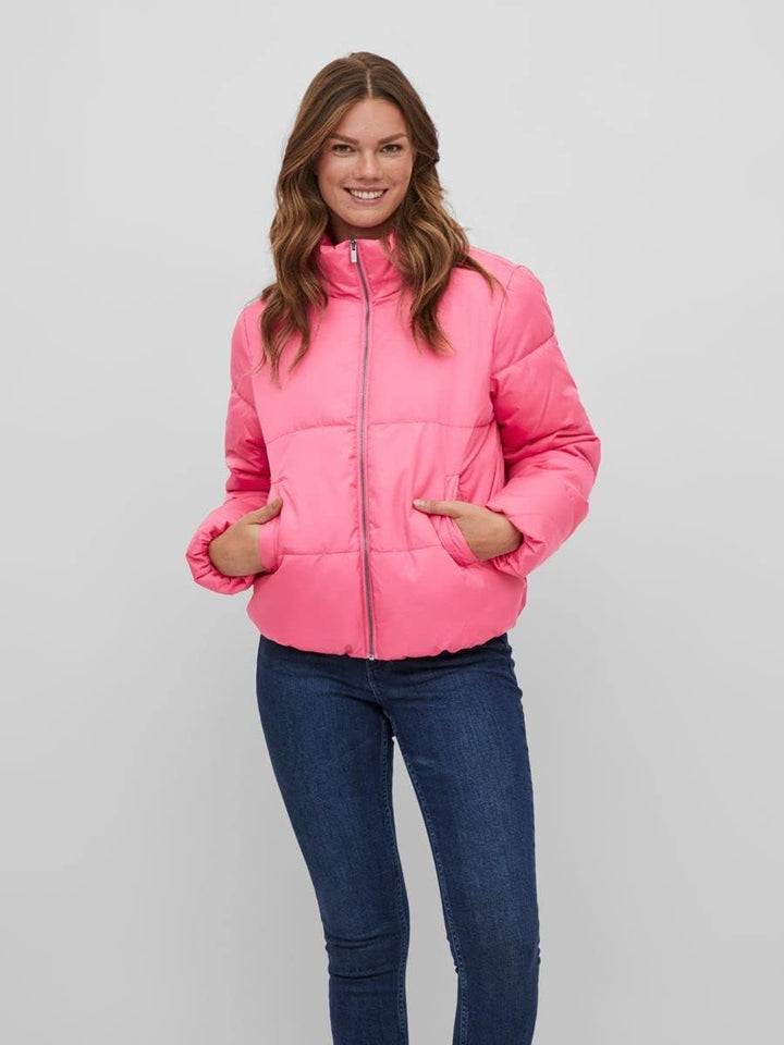 Vila Damen Vitate L/S Short Puffer Jacket-Noos Jacke, Fandango Pink