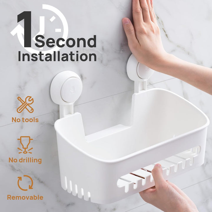 LEVERLOC Duschablage Ohne Bohren Saugnapf Dusche Organizer Grosse Kapazität Bad Organizer Ohne Bohre