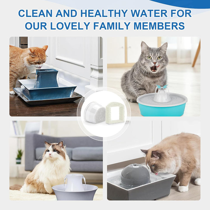 Katzenbrunnen Filter für PetSafe Drinkwell, 12 Pcs Ersatzfilter Trinkbrunnen Katzen & 12 Pcs Schaumf