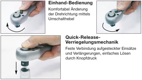 FAMEX 525-21 Profi Steckschlüsselsatz mit Gelenk- und Feinzahnknarre - Werkzeugkoffer mit Werkzeug S