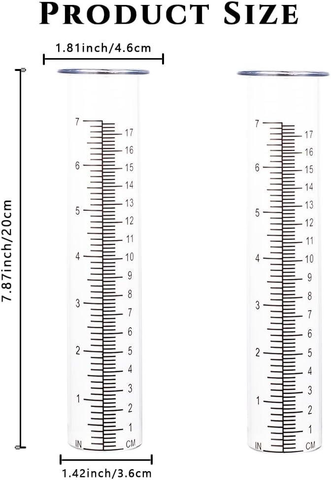 17,8 cm Kapazität Regenmesser Ersatzrohr Glas 2 Stück Ersatz Regenmesser Rohr für Garten Hof Aussenb