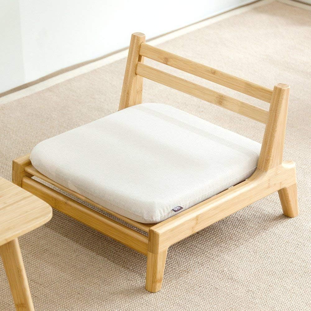 HUAWELL Bambus Bodenstuhl für Wohnzimmer Japanischer Tatami Stuhl mit Kissen Akzent-Möbel