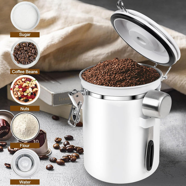 Luftdichte Kaffeedose aus Edelstahl (weiss)-1.8L, Weiss