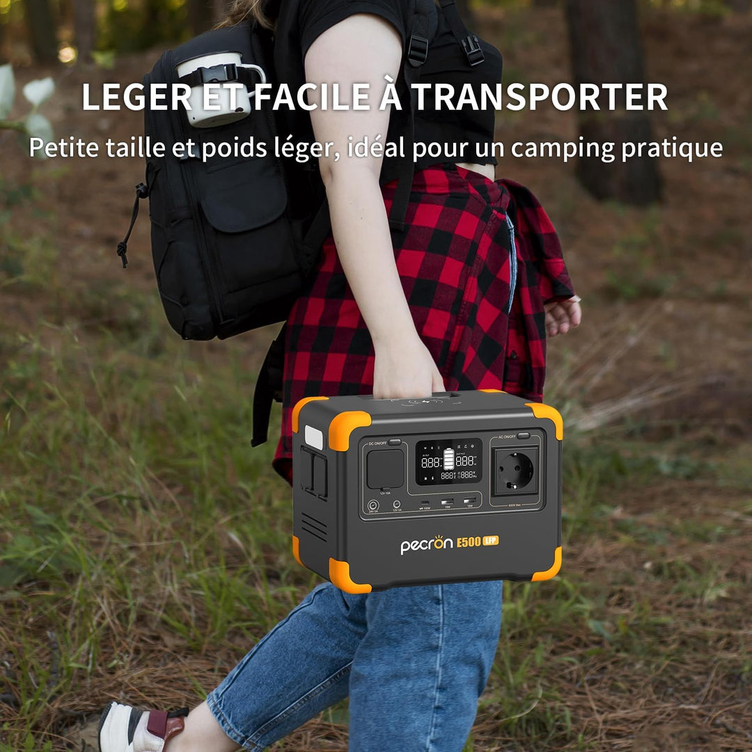 PECRON E500LFP Tragbare Powerstation, 600W/576Wh Solargenerator, LiFePO4-Batterie-Backup, Schnelllad