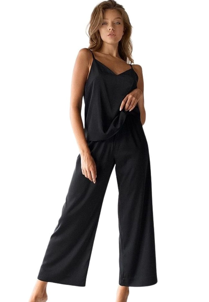 Laura in - Damen-Kleidungsset Satin-Seidenpyjama für Damen 2-teilig einfarbig Satin-Schlafanzug Top-