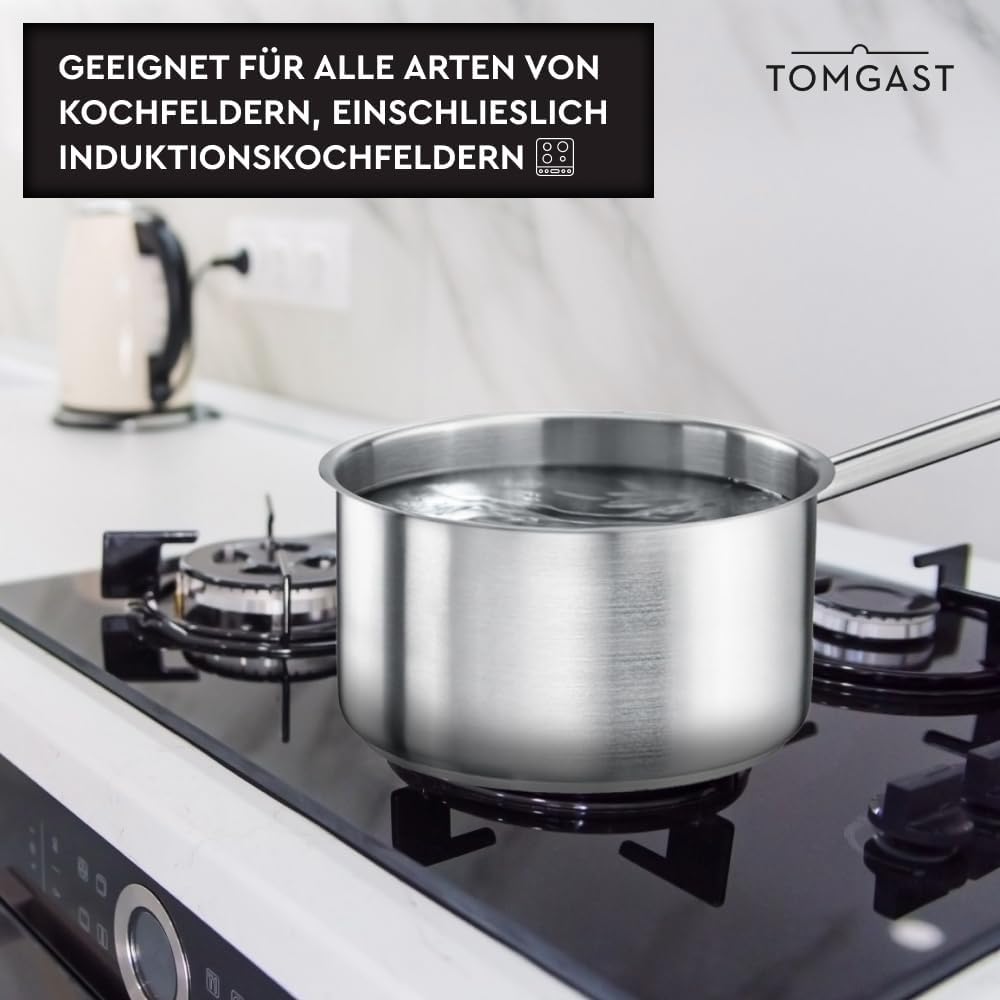 Stieltopf Durchmesser: 16 cm Höhe: 11 cm Fassungsvermögen: 2,2 l | Edelstahl 18/10 | Wandstärke 1 mm