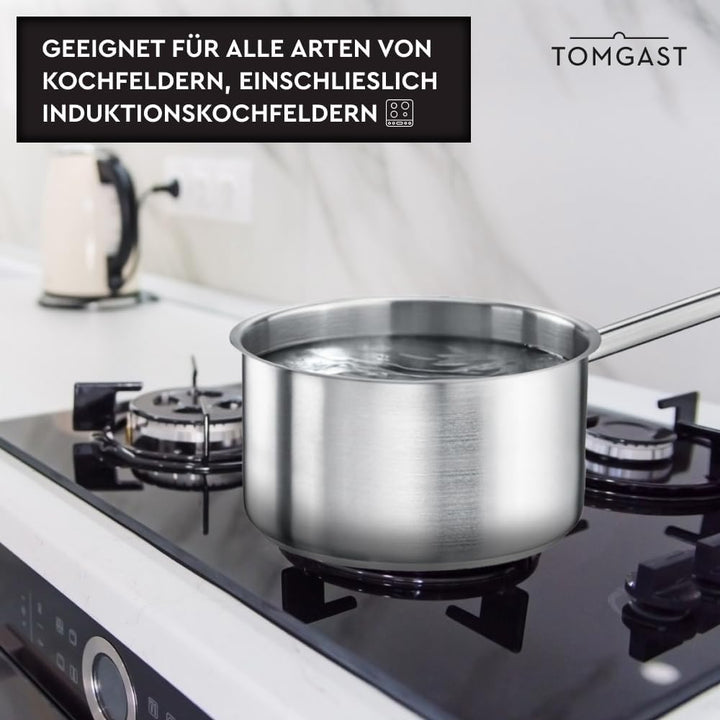 Stieltopf Durchmesser: 16 cm Höhe: 11 cm Fassungsvermögen: 2,2 l | Edelstahl 18/10 | Wandstärke 1 mm
