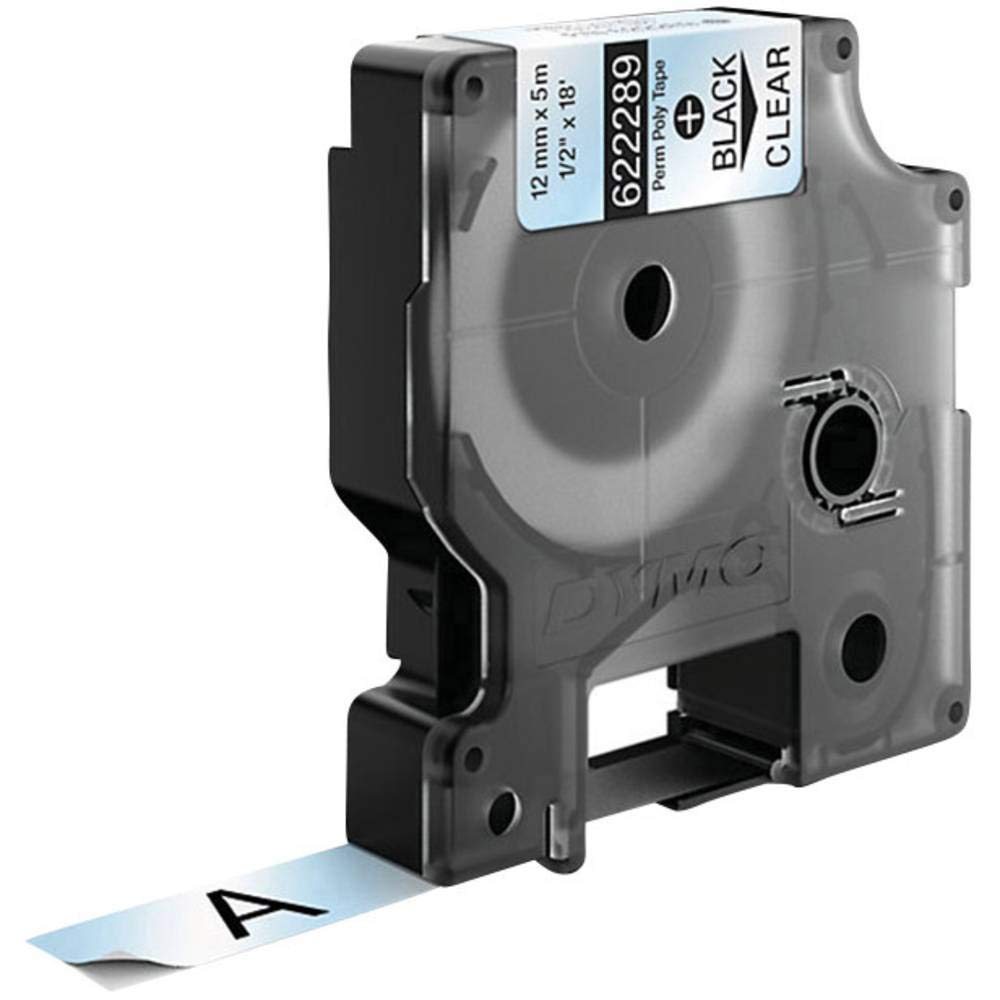 DYMO Rhino Industrie Permanente Polyesteretiketten | 12 mm x 5,5 m | Schwarz auf Transparent | selbs