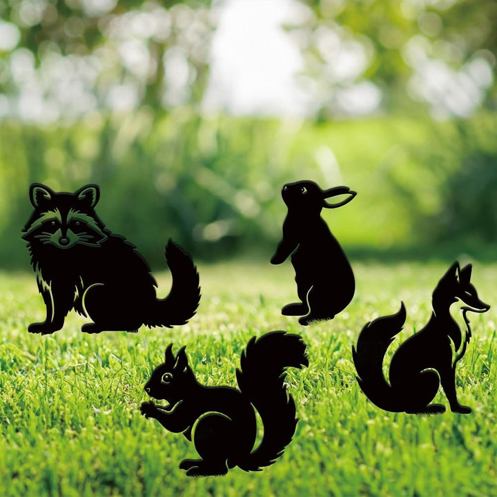 SUPERDANT 4 STK Metall Tiere Gartendekoration Gartenornament Draussen Schwarze Gartenstecker Aussend