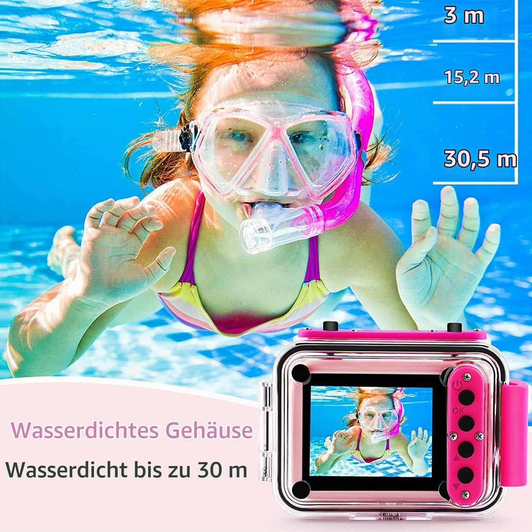 GKTZ Kinderkamera wasserdichte,Unterwasserkamera-1080P Selfie Digitalkamera Fotoapparat für Kinder,