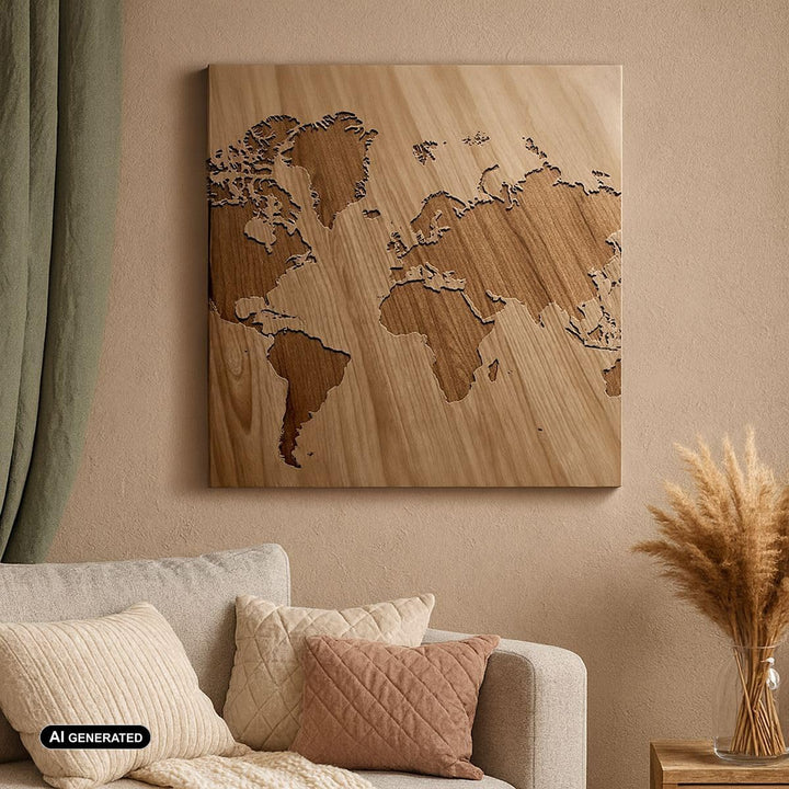ARTTOR Bilder auf Leinwand 70x70cm Leinwandbild Geographie Globus Karte Gross Wanddeko Bild Schlafzi