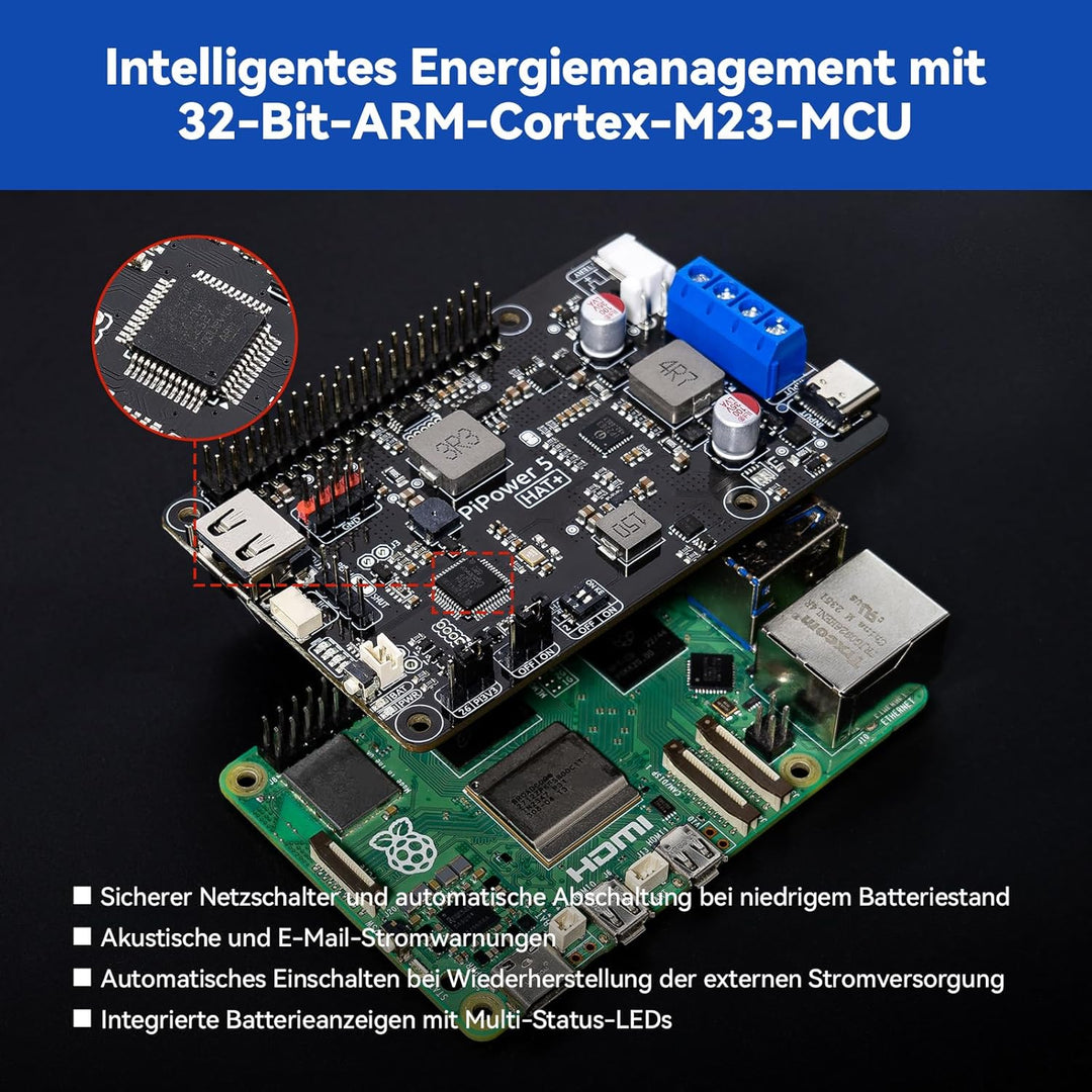 SunFounder Raspberry Pi 4 UPS Stromversorgung, Acrylgehäuse, Schutz des Raspberry Pi und der Daten,