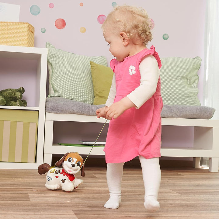 VTech Baby Spazier-Hündchen – Interaktiver Spielzeughund mit Musik und Schnur zum Hinterherziehen –