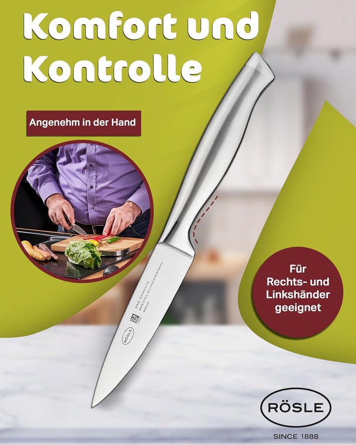 RÖSLE Spickmesser Basic Line 9cm - Hochwertiges Messer für Garnieren und Spicken von Fleisch, Küchen