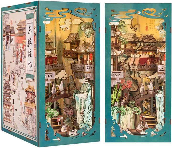 CUTEBEE Book Nook Kit mit Staubschutzhülle–DIY Puppenhäuser Miniatur Haus Kit mit LED-Licht,Booknook