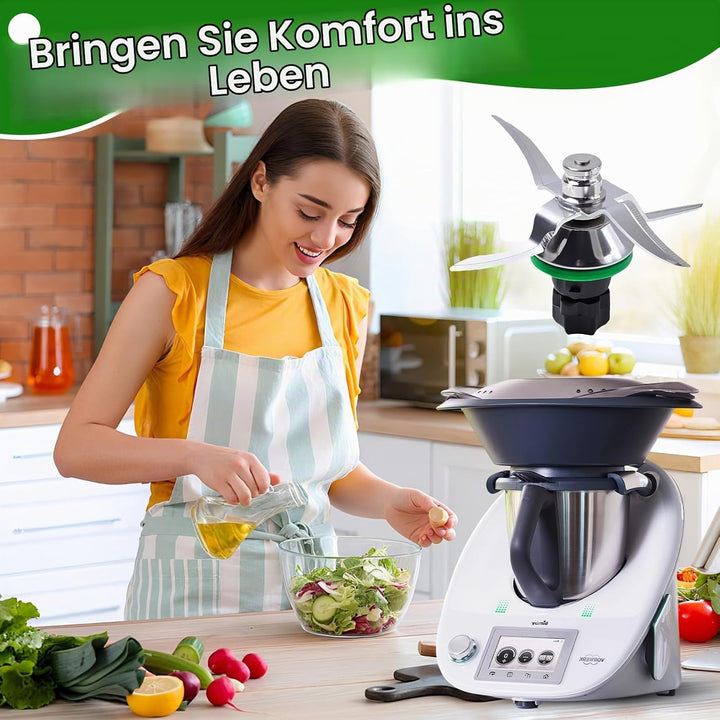Messer für Vorwerk Thermomix TM5 und TM6, Spalivivre Edelstahl Ersatzmesser mit Dichtring, Mixmesser