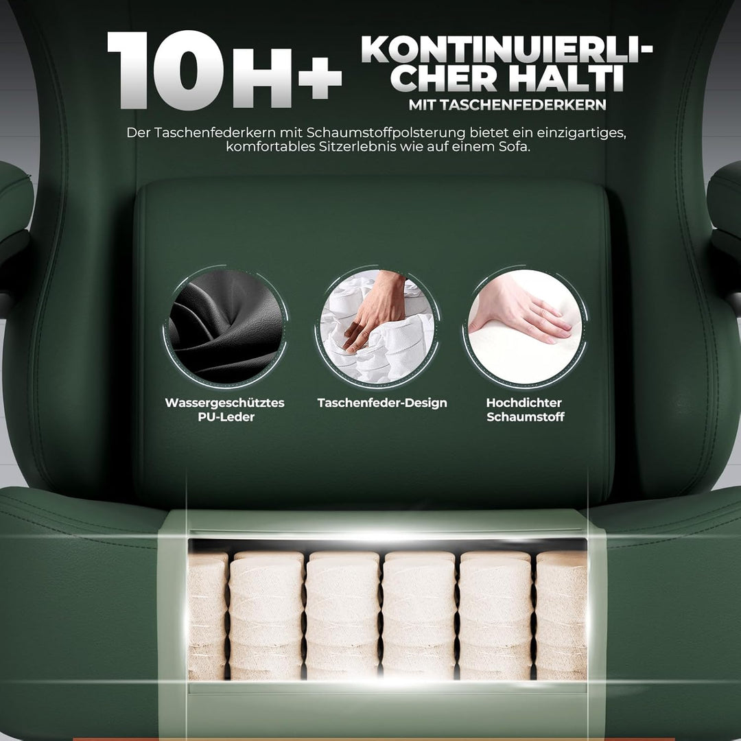 GTPLAYER Gaming Stuhl, Atmungsaktiver Bürostuhl, bürostuhl ergonomisch, Hochwertiger - Kunstleder, E