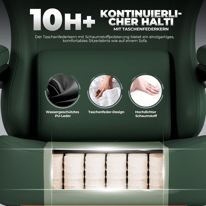 GTPLAYER Gaming Stuhl, Atmungsaktiver Bürostuhl, bürostuhl ergonomisch, Hochwertiger - Kunstleder, E