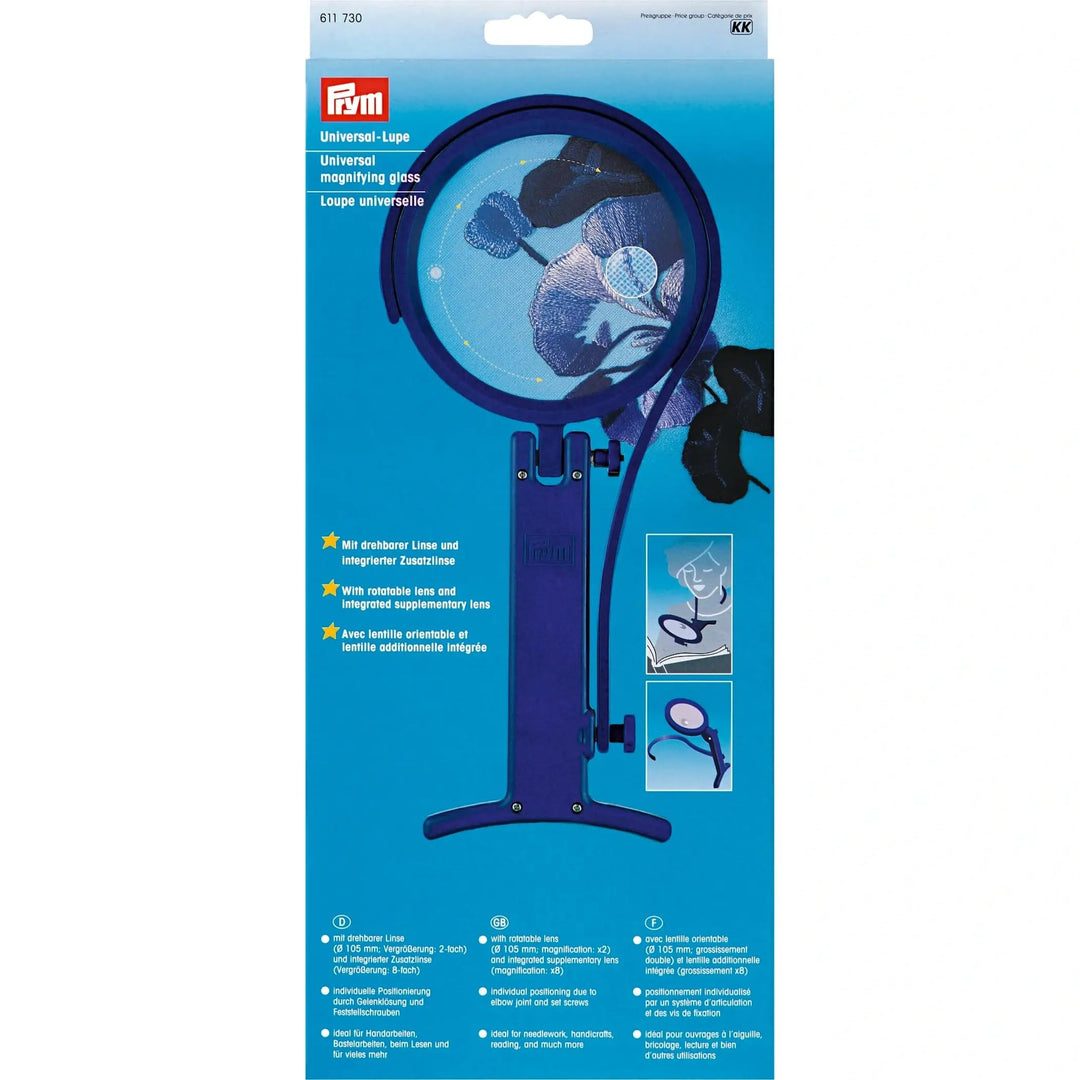 Prym Embroidery 611730 Magnifier Double 8 x 1 x 18 cm Plastic Blue 8 x 1 x 18 cm Blau, 8 x 1 x 18 cm