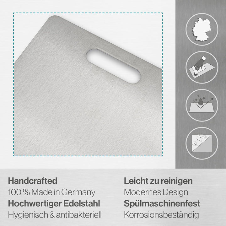 Edelstahl Schneidebrett - Für Fleisch, Fisch & Gemüse - Hygienisches Schneidbrett Metall - Stahl Bre