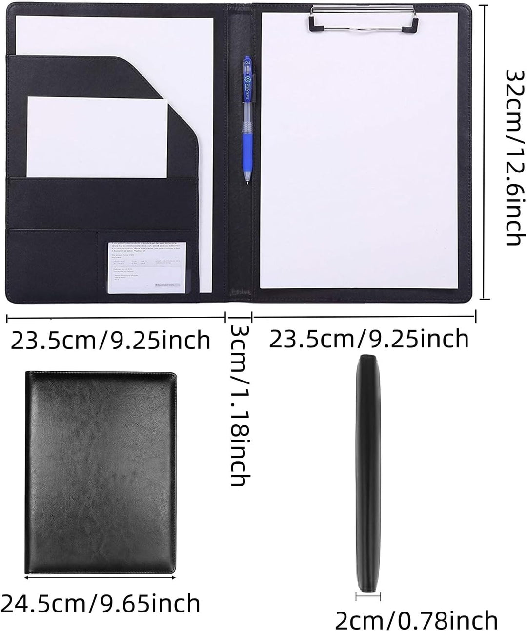 A4 Klemmbrettmappe, PU Dokumententasche Klemmbrett Schreibmappe mit Magnet-Verschluss für das Büro &